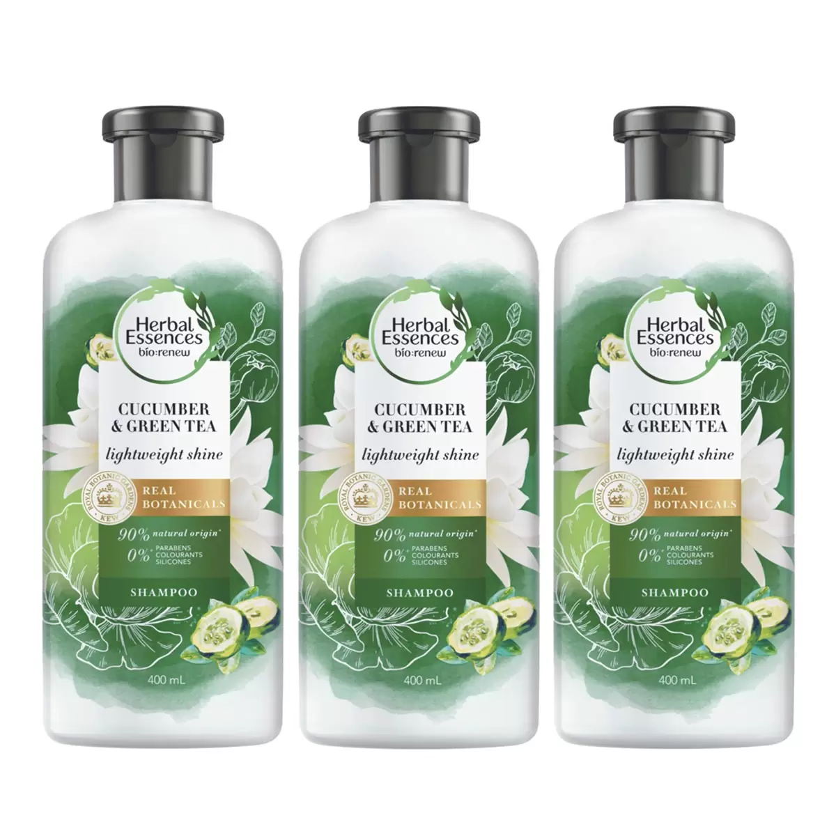 Herbal Essences 綠茶黃瓜草本洗髮露 400毫升 X 3入