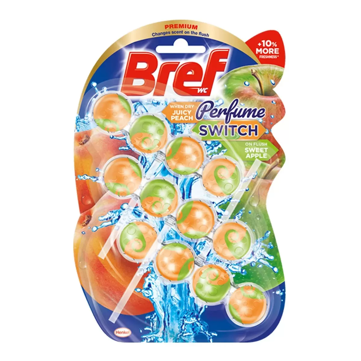 Bref 妙力 懸掛式馬桶清潔球 蜜桃甜蘋香氛 50公克 X 3入 X 4組