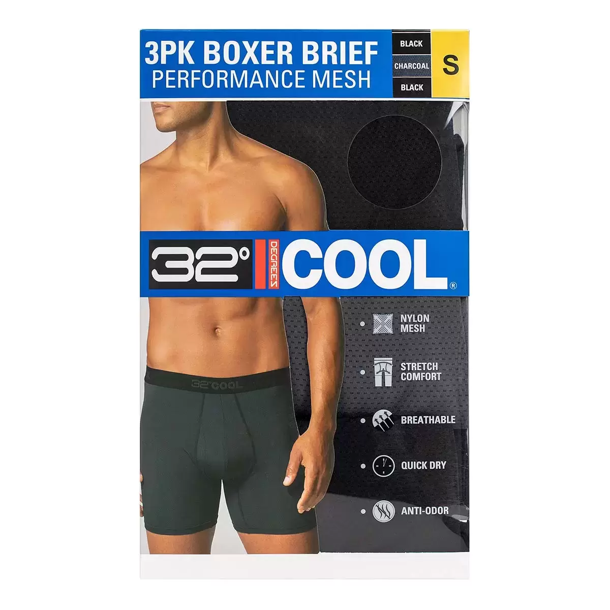 32 Degrees 男彈性內褲3入組 S