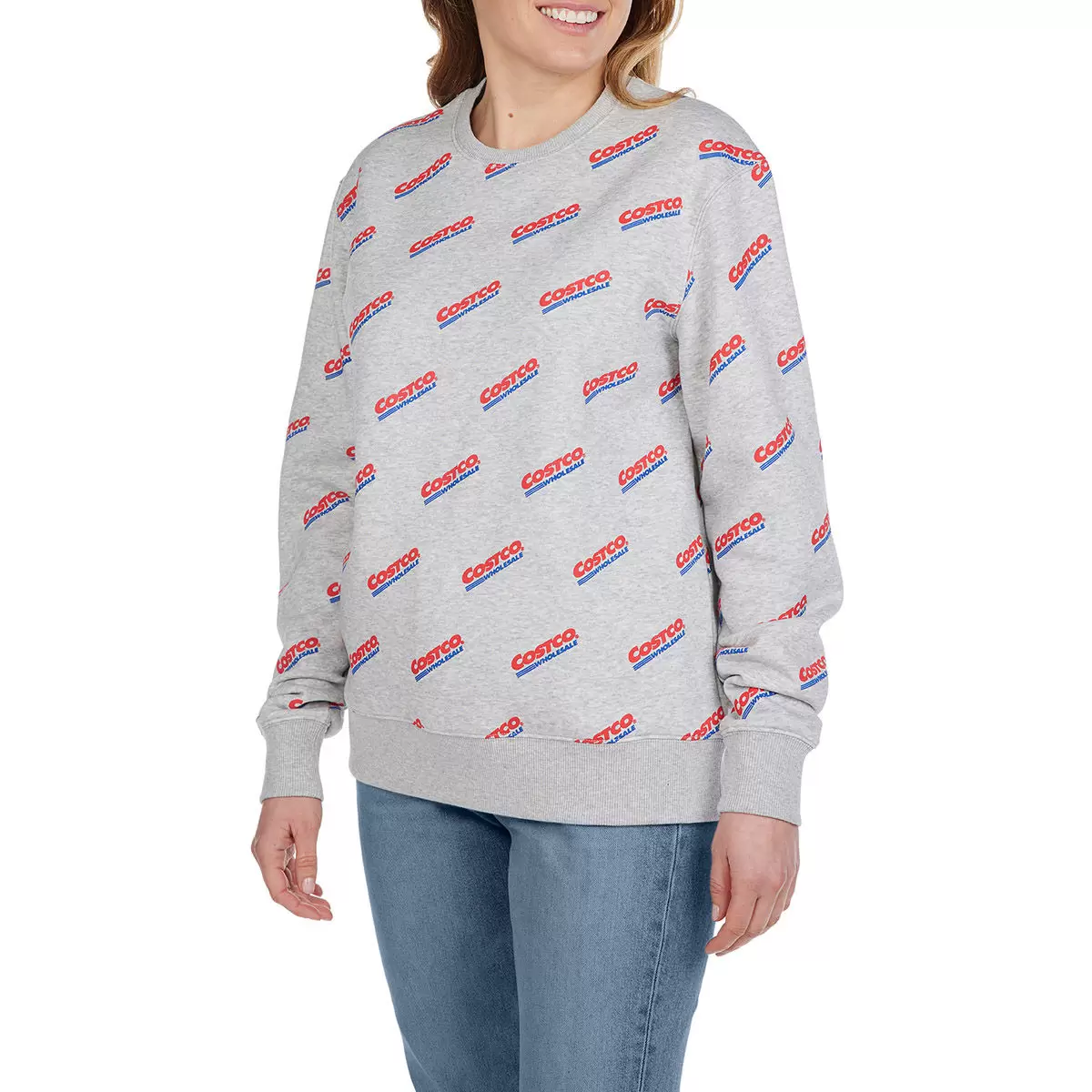 Kirkland Signature 科克蘭 Logo 棉質圓領長袖上衣 灰 Men's XS = Ladies' S