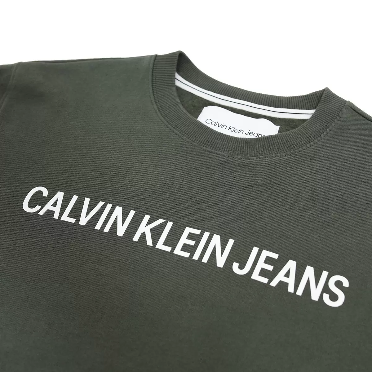 Calvin Klein 男圓領長袖上衣 綠色 S