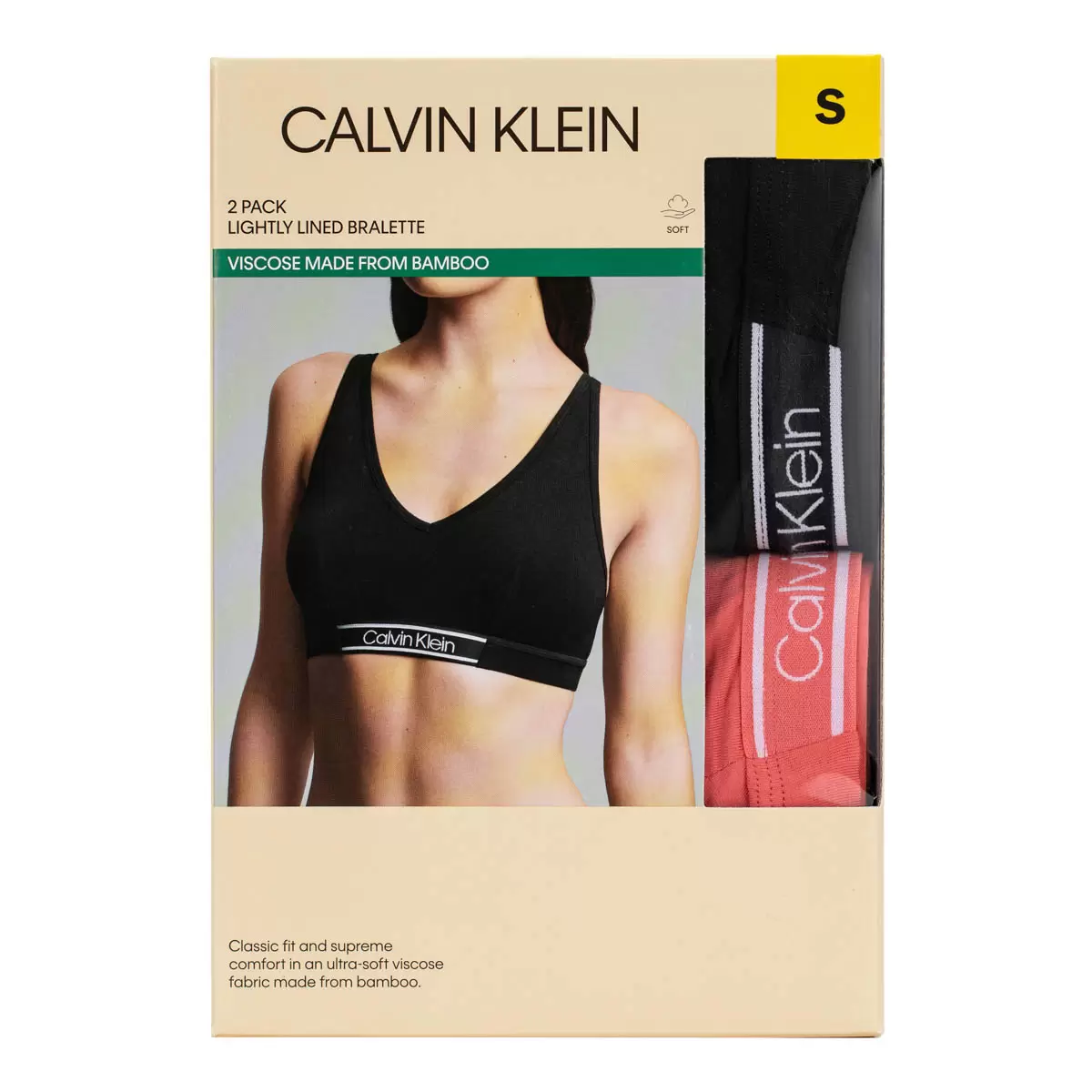 Calvin Klein 女無鋼圈內衣 兩件組 黑 / 粉 M