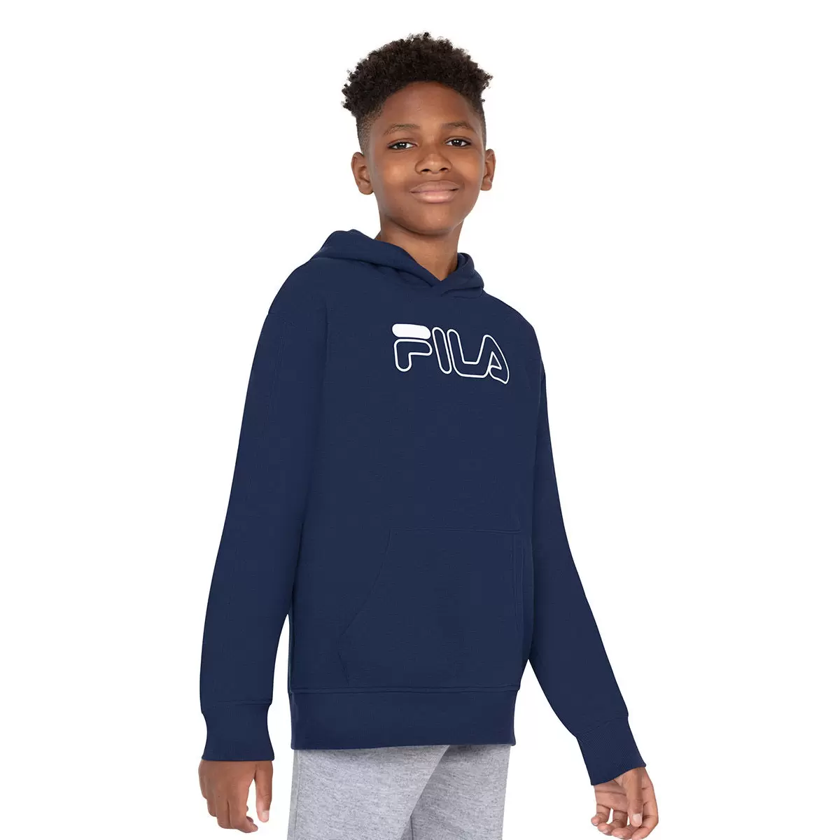 Fila 兒童連帽刷毛上衣 深藍 XS