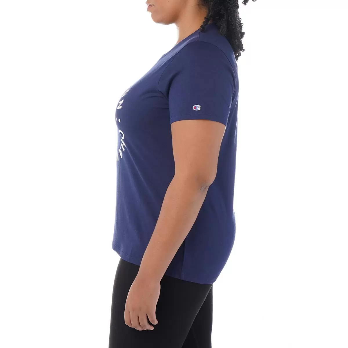 Champion 女圓領短袖上衣 深藍 S