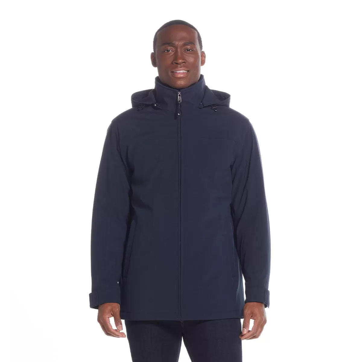 Weatherproof 男雙拉鍊防潑水連帽外套 深藍