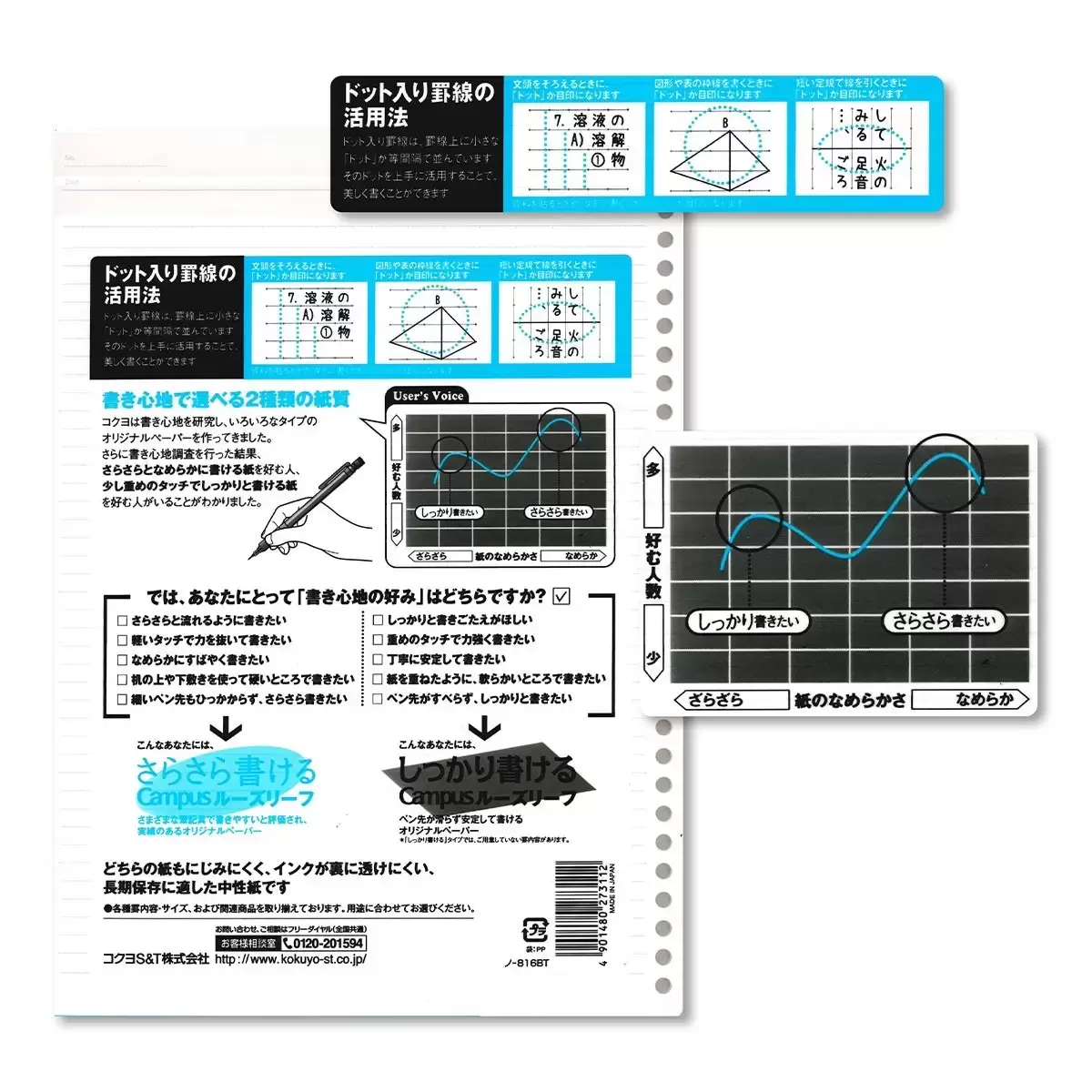 KOKUYO Campus A4 30孔點線活頁紙 6公釐 50張 X 5組