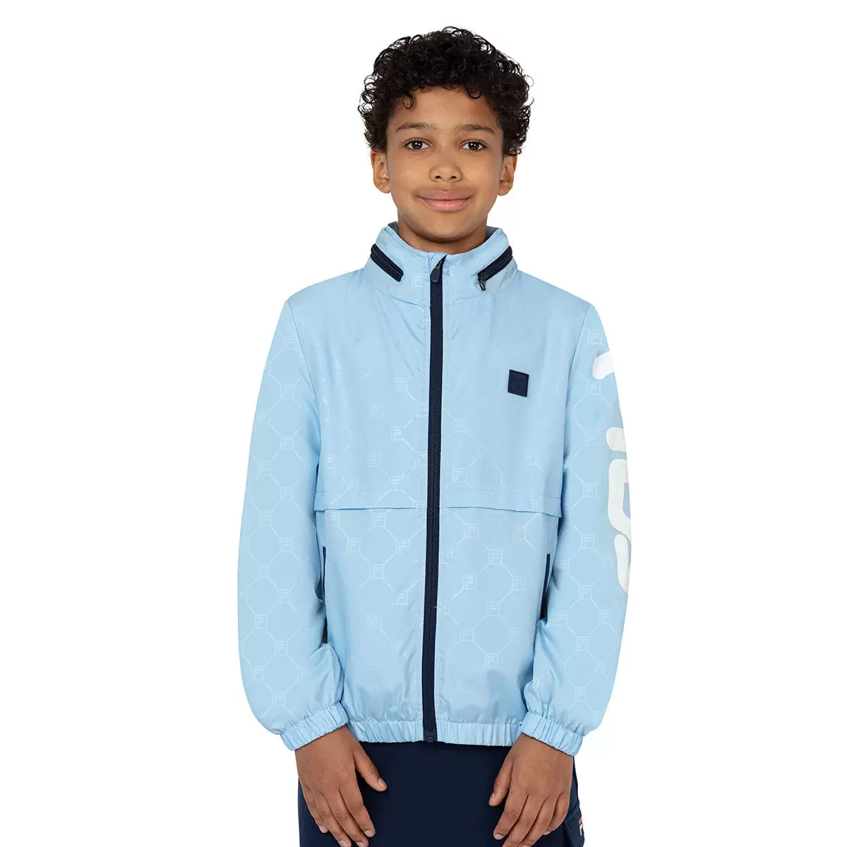 Fila 兒童連帽防風外套 淺藍 M