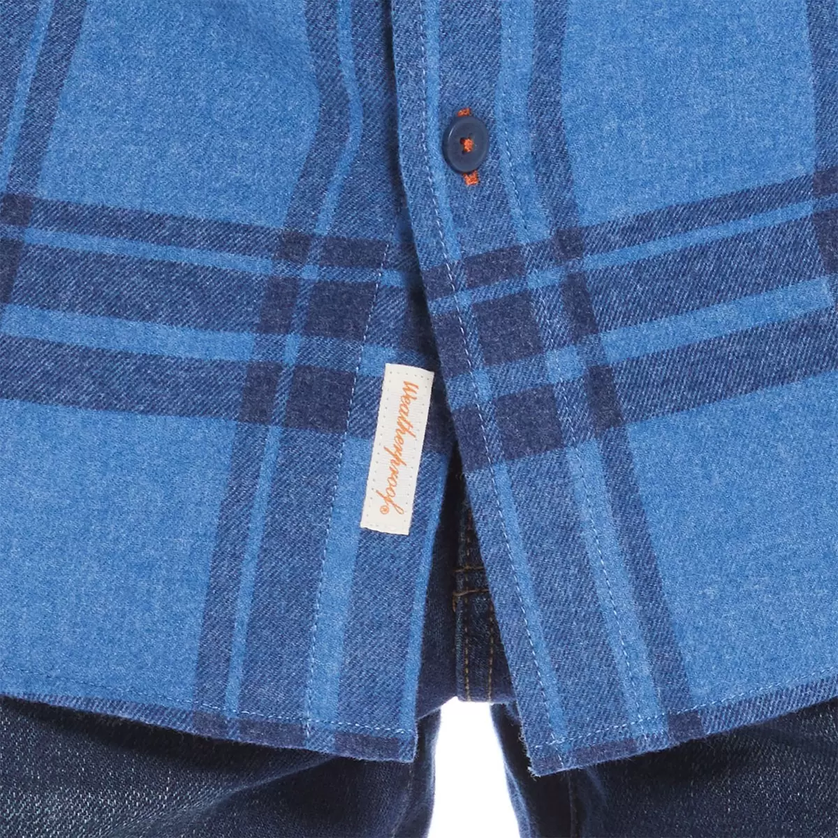 Weatherproof Vintage 男法蘭絨長袖襯衫 藍色格紋 S