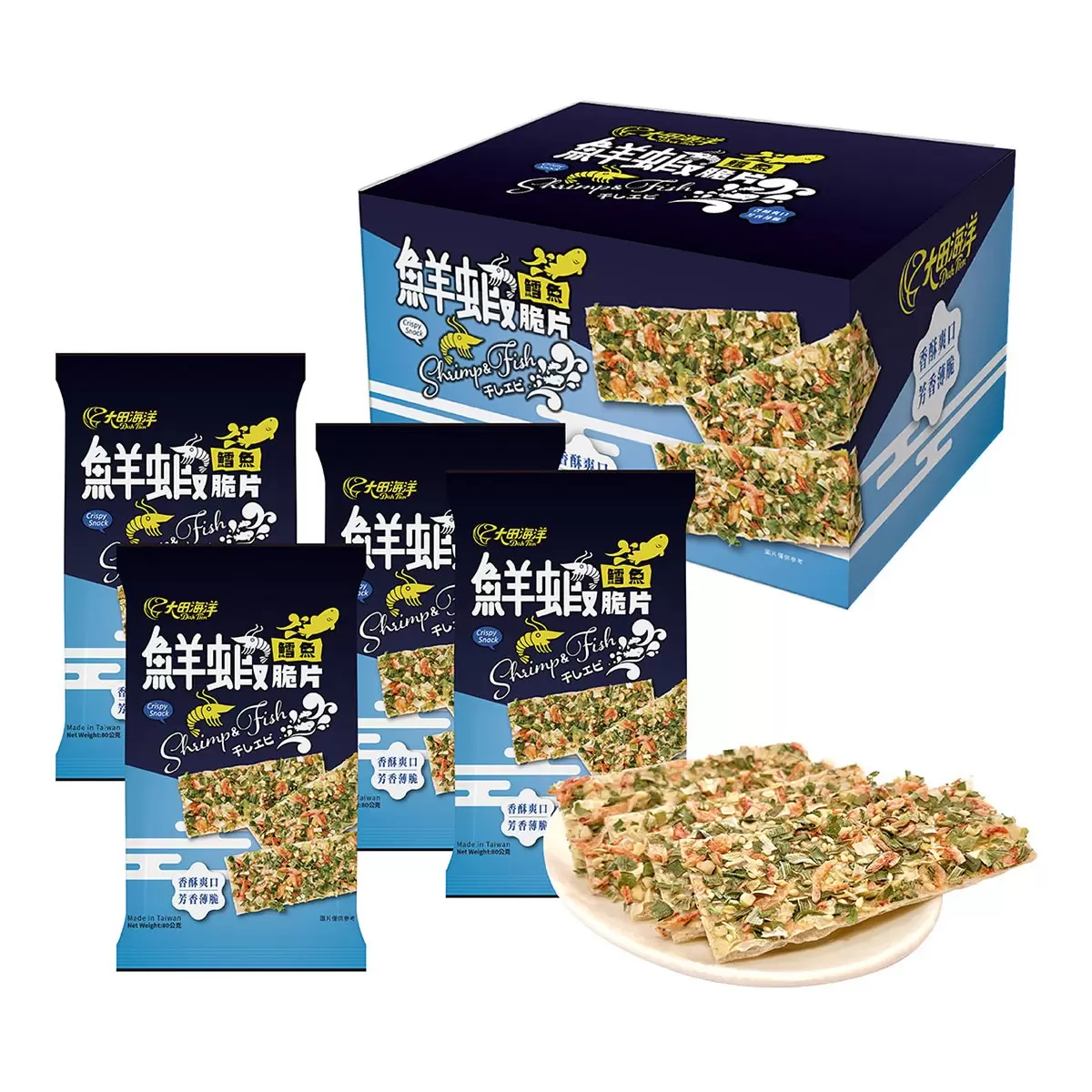 大田海洋 鱈魚鮮蝦脆片 80公克 X 4包