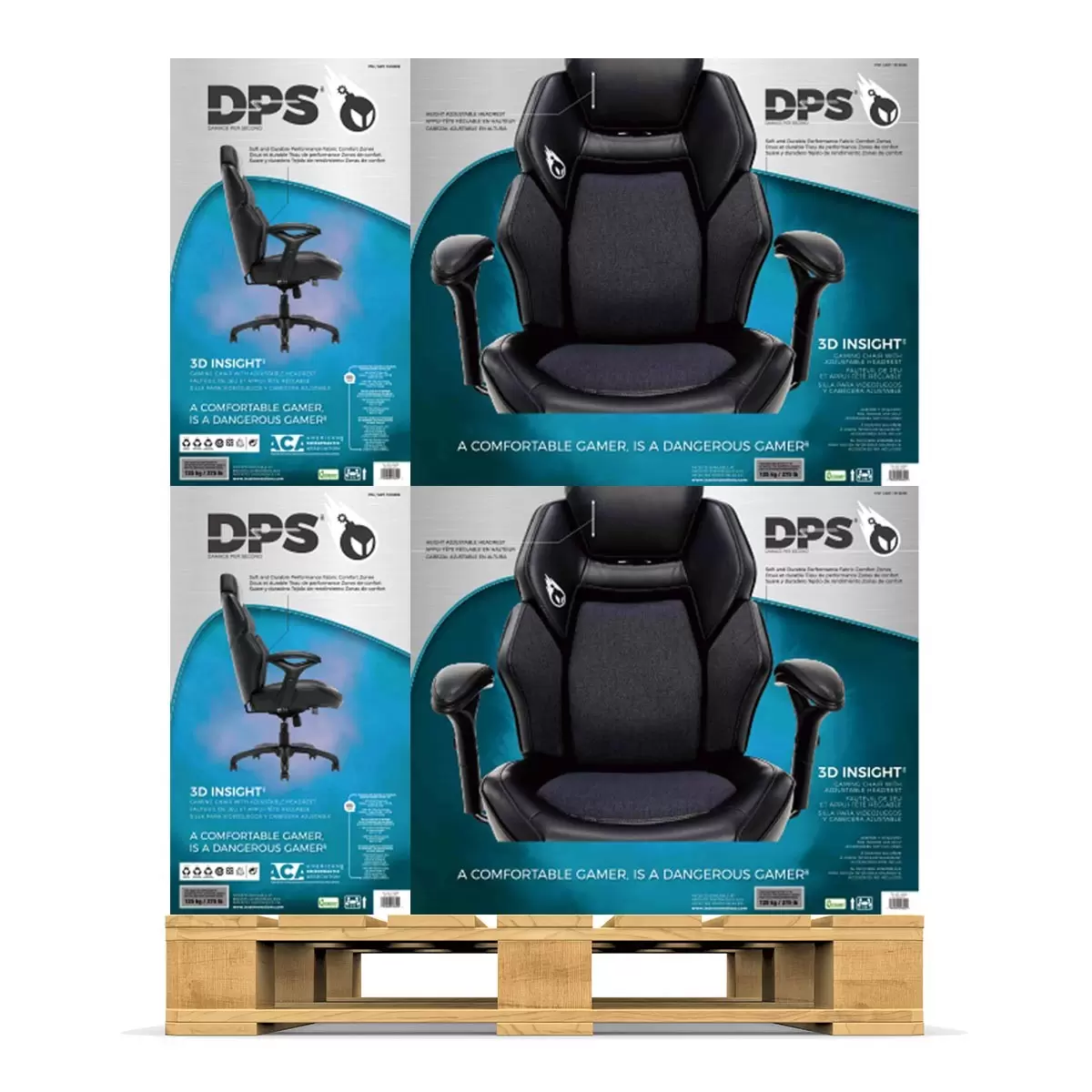 True Innovations 3D Insight電競椅含可調式頭枕 6入 深灰