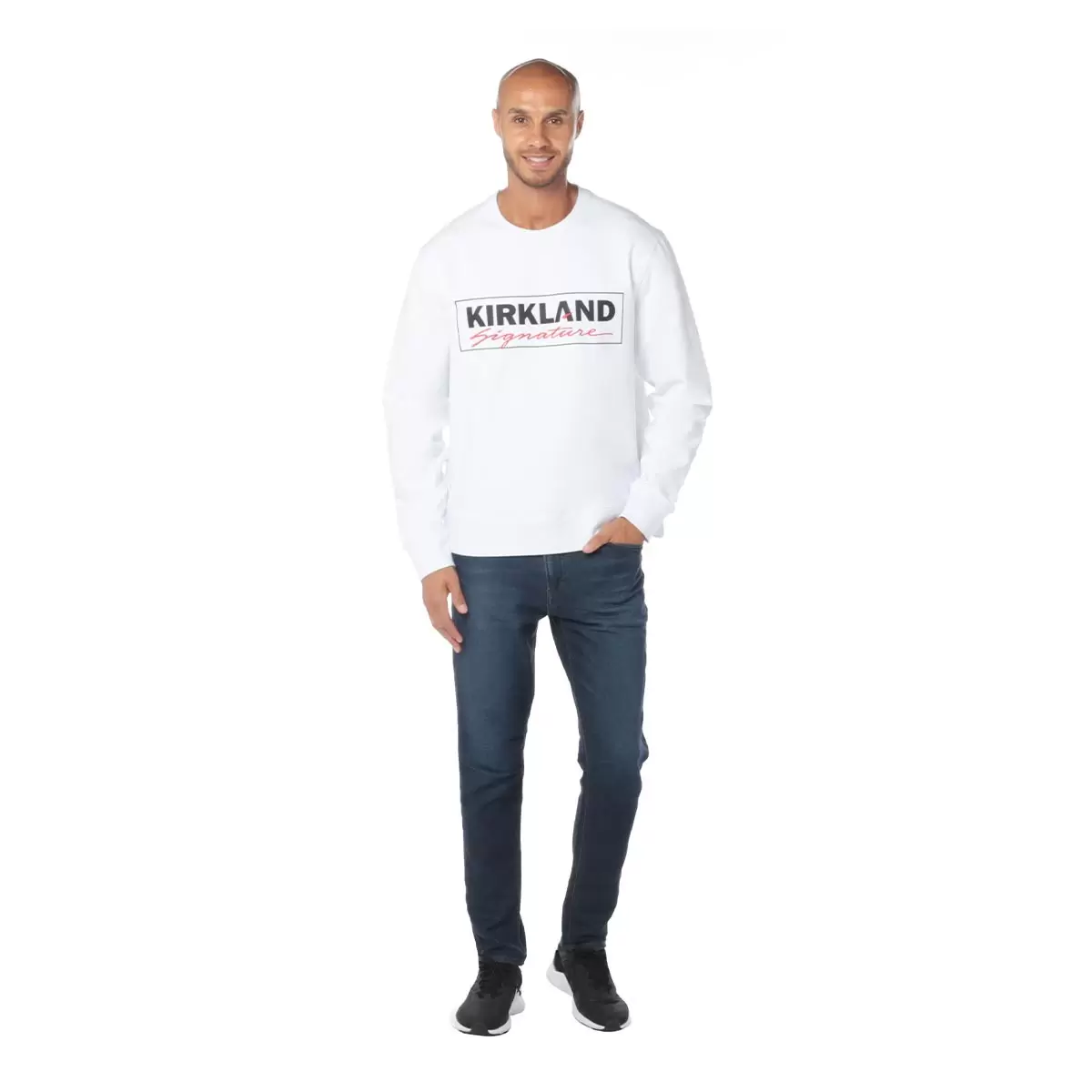 Kirkland Signature 科克蘭 刷毛圓領長袖 Logo 上衣 白 ML / WXL