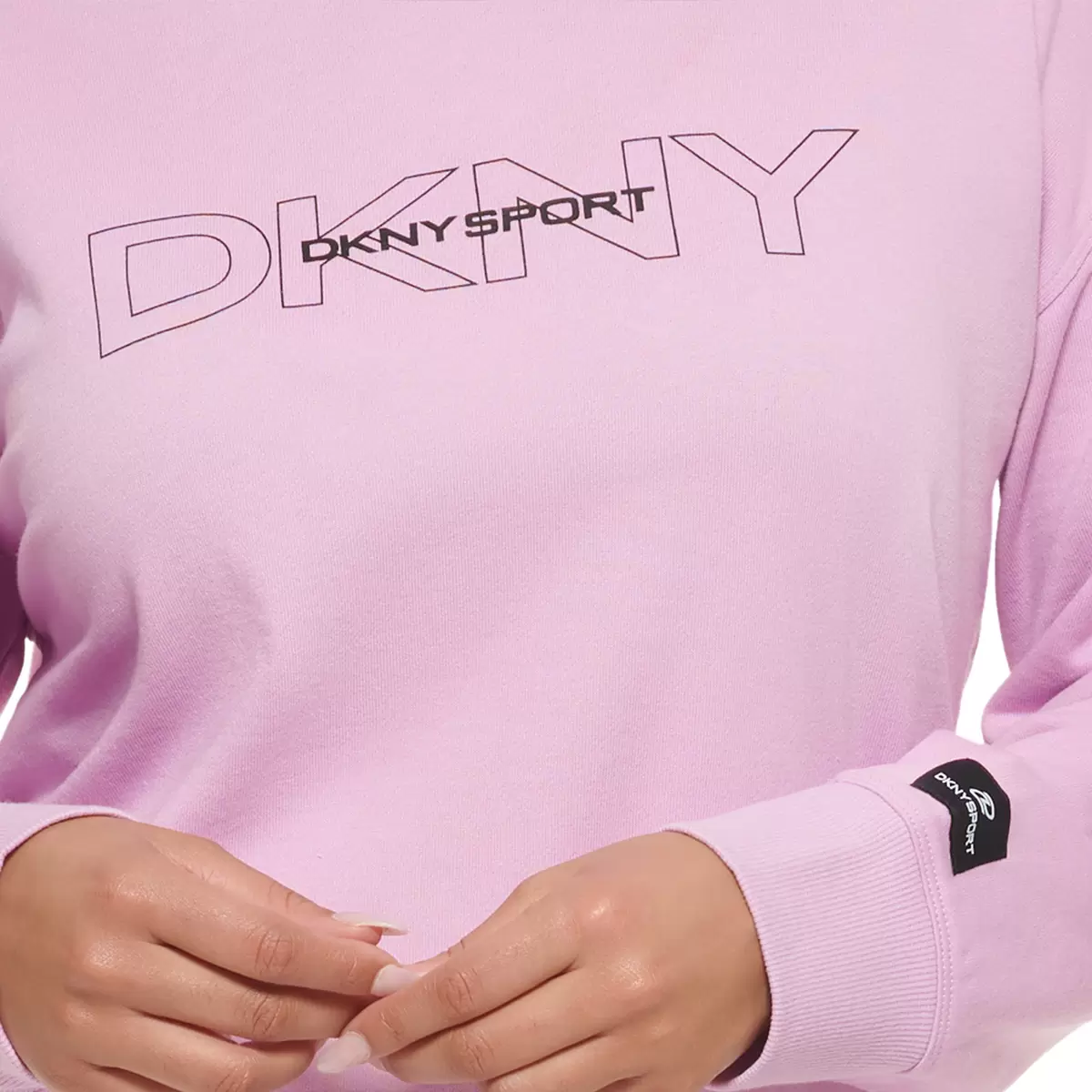 DKNY Sport 女Logo圓領長袖上衣 淺紫 XL
