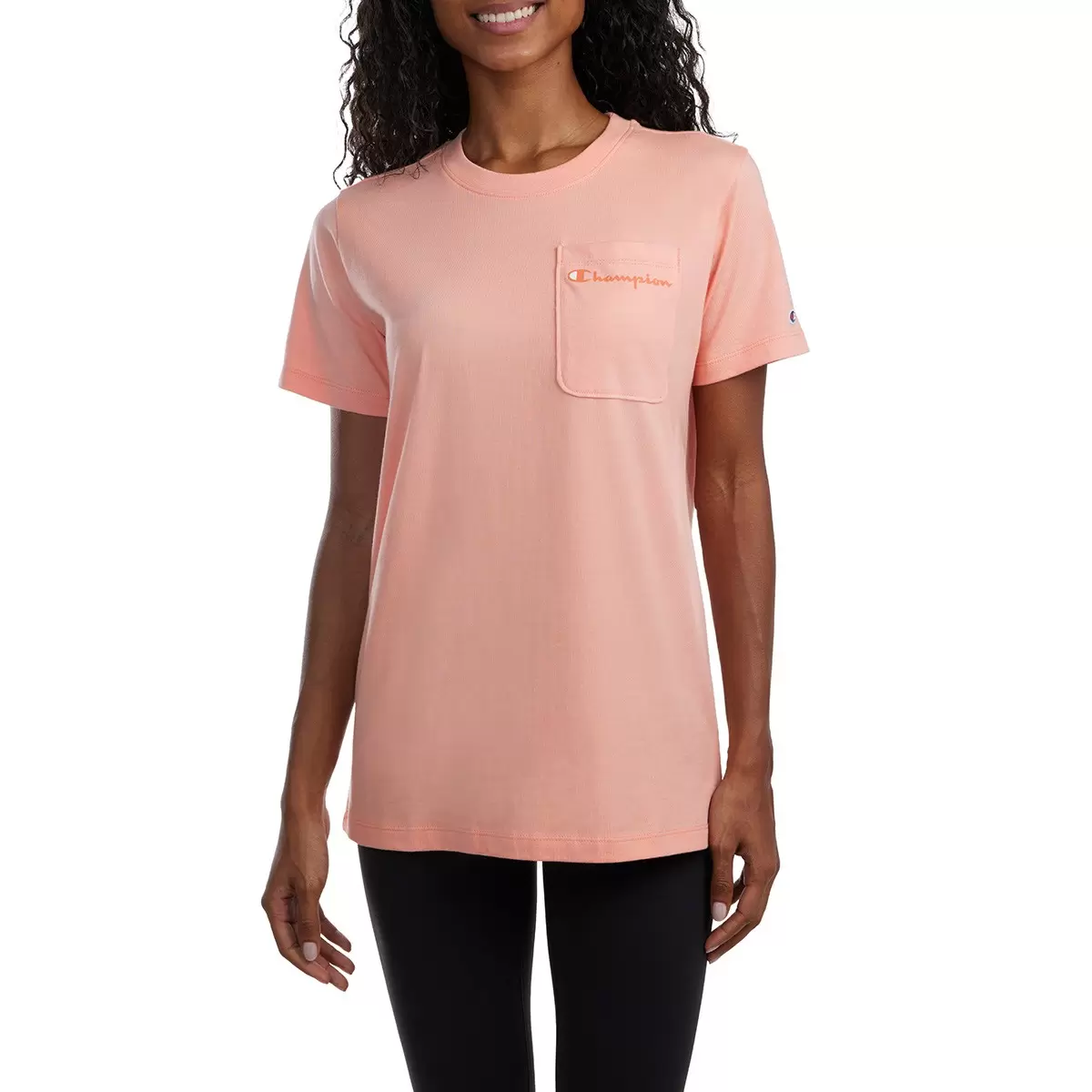 Champion 女短袖上衣 桃粉 L