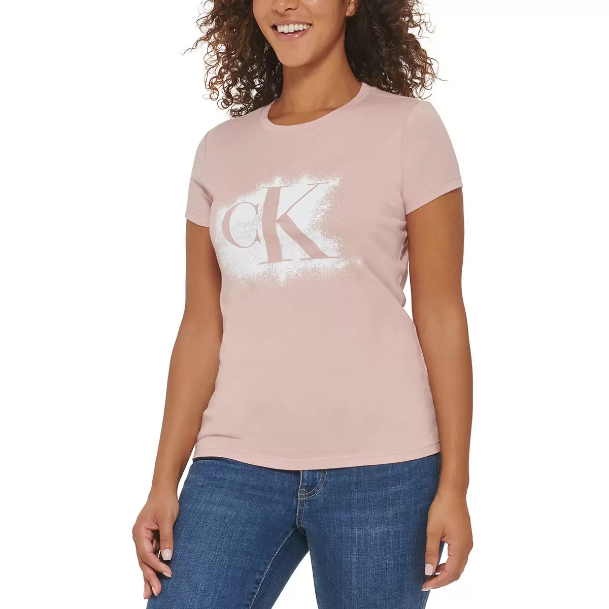 Calvin Klein Jeans 女Logo短袖上衣 粉紅