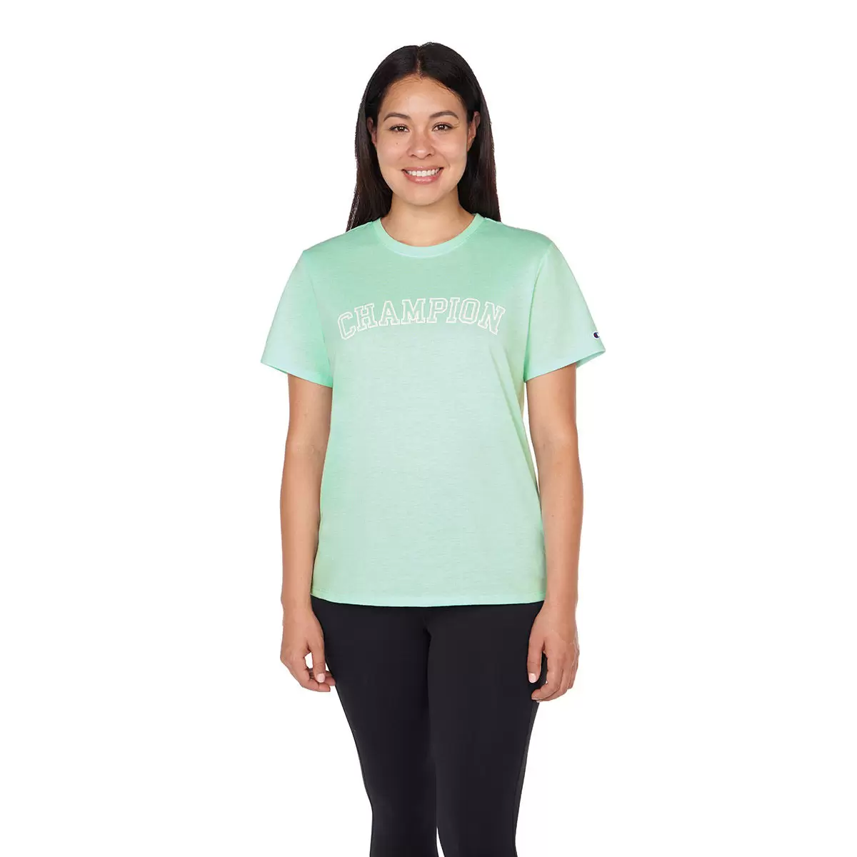 Champion 女Logo寬鬆圓領短袖上衣 綠 M