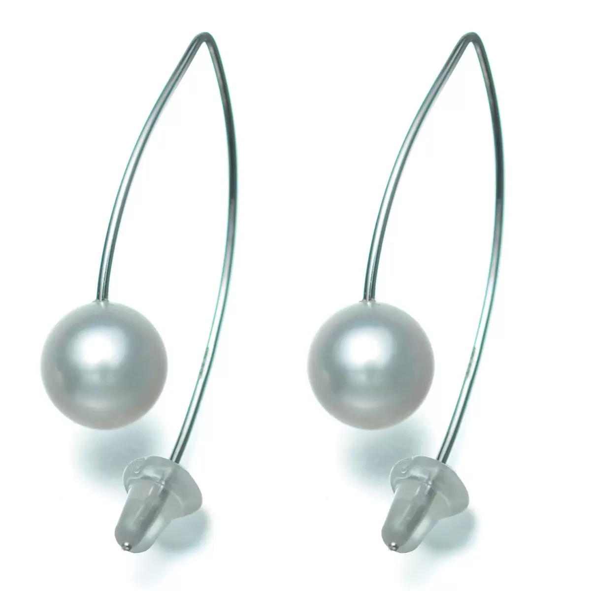 Tokyo Pearl 18K白K金 7.5公釐 - 8.0公釐 Akoya珍珠耳環