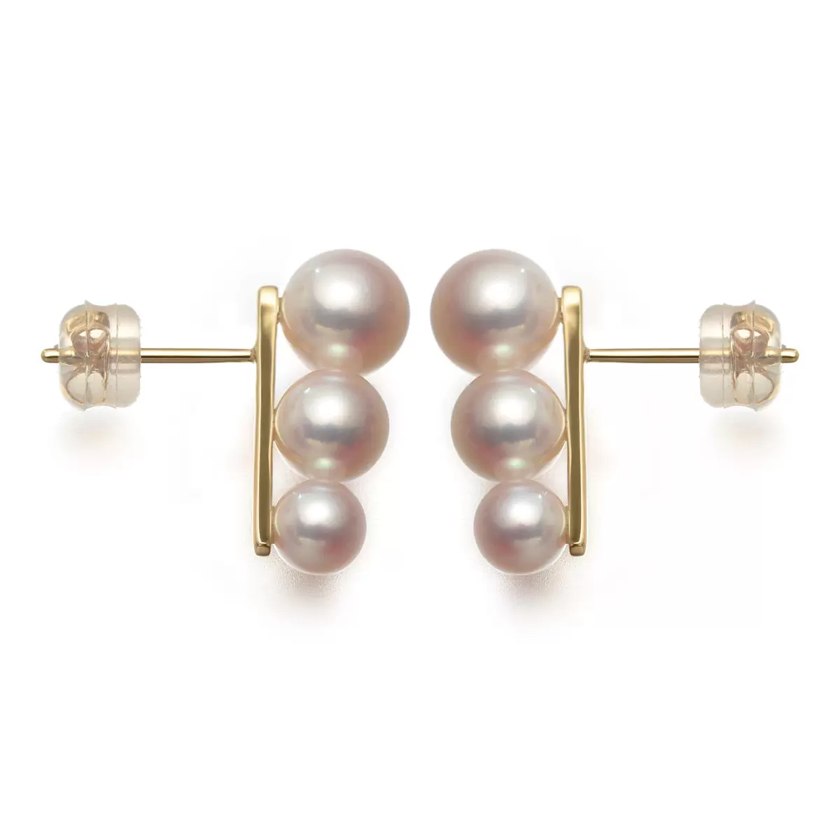 Tokyo Pearl 18K黃K金 4.5公釐-7.0公釐 Akoya珍珠耳環