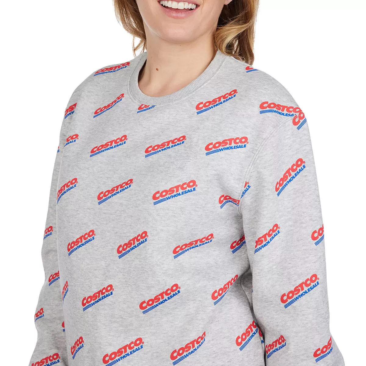 Kirkland Signature 科克蘭 Logo 棉質圓領長袖上衣 灰 Men's XS = Ladies' S