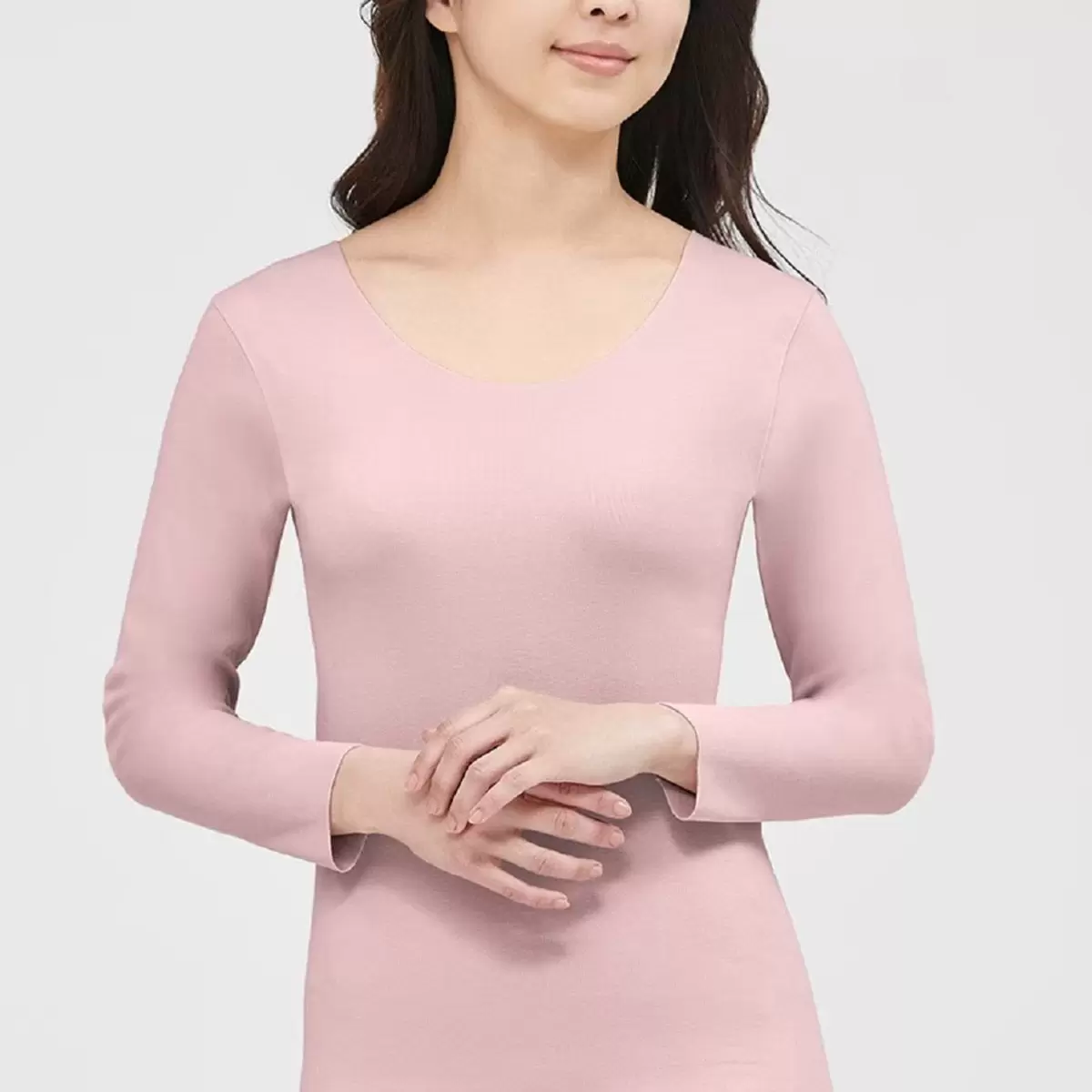 郡是 女刷毛發熱長袖衛生衣 粉紅 LL