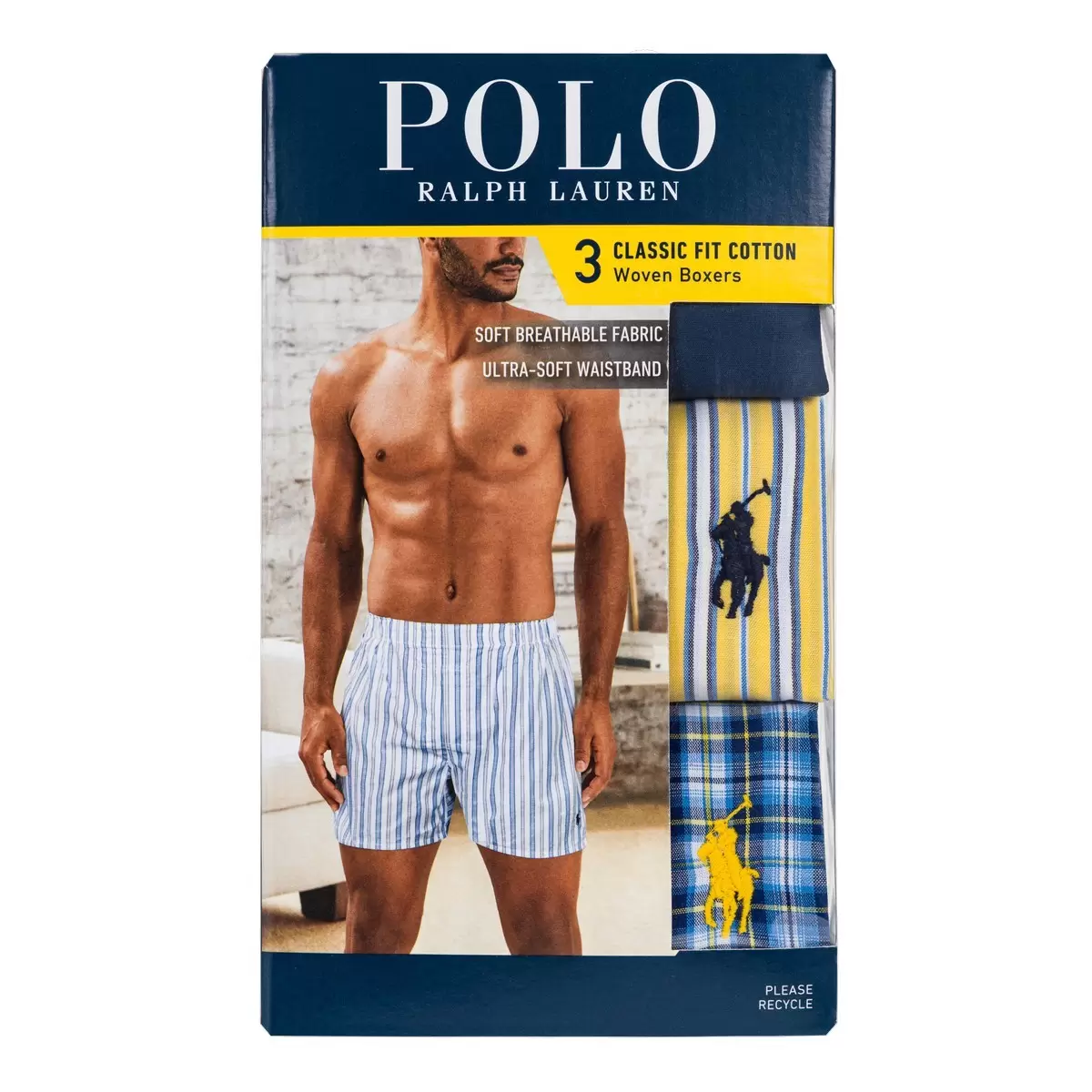Polo Ralph Lauren 男棉質四角內褲三件組 淺色組 L