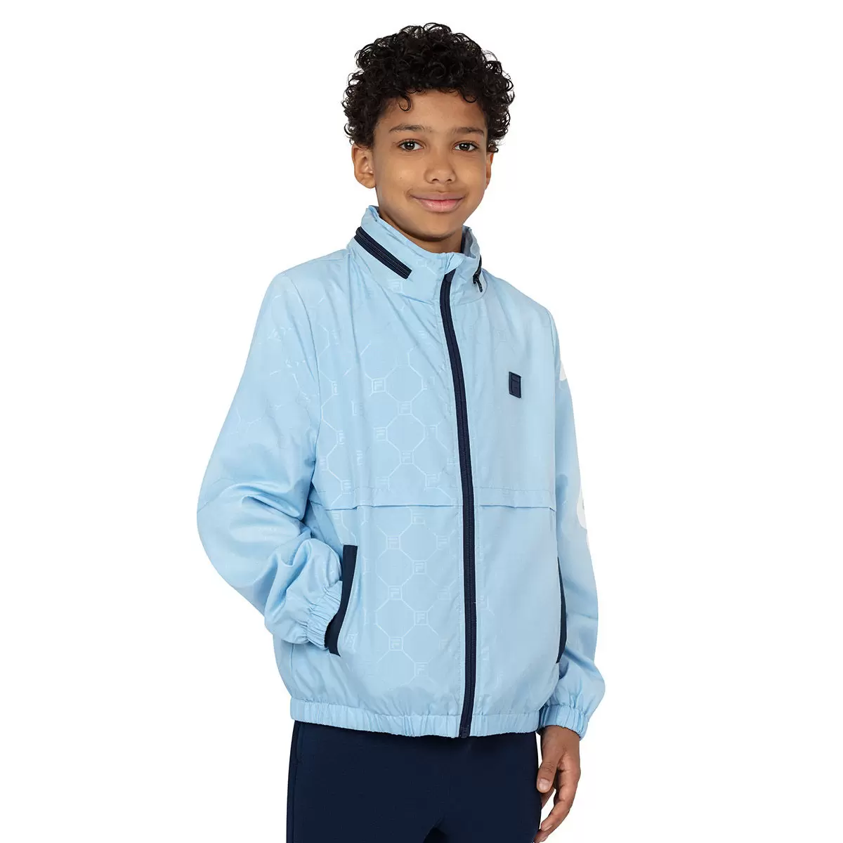 Fila 兒童連帽防風外套 淺藍 M