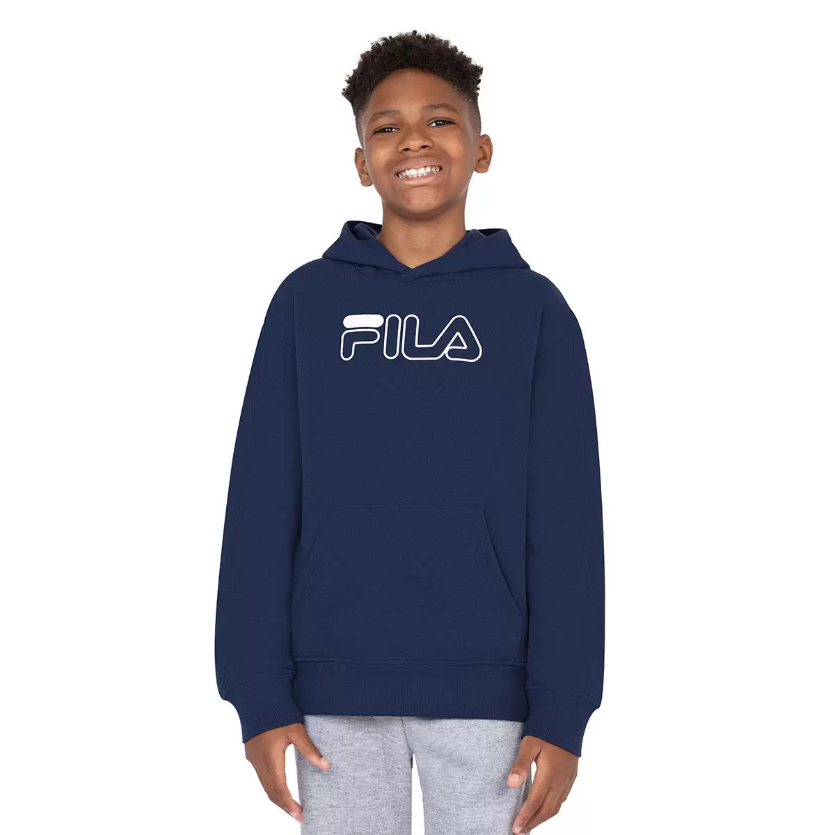 Fila 兒童連帽刷毛上衣 深藍 XS