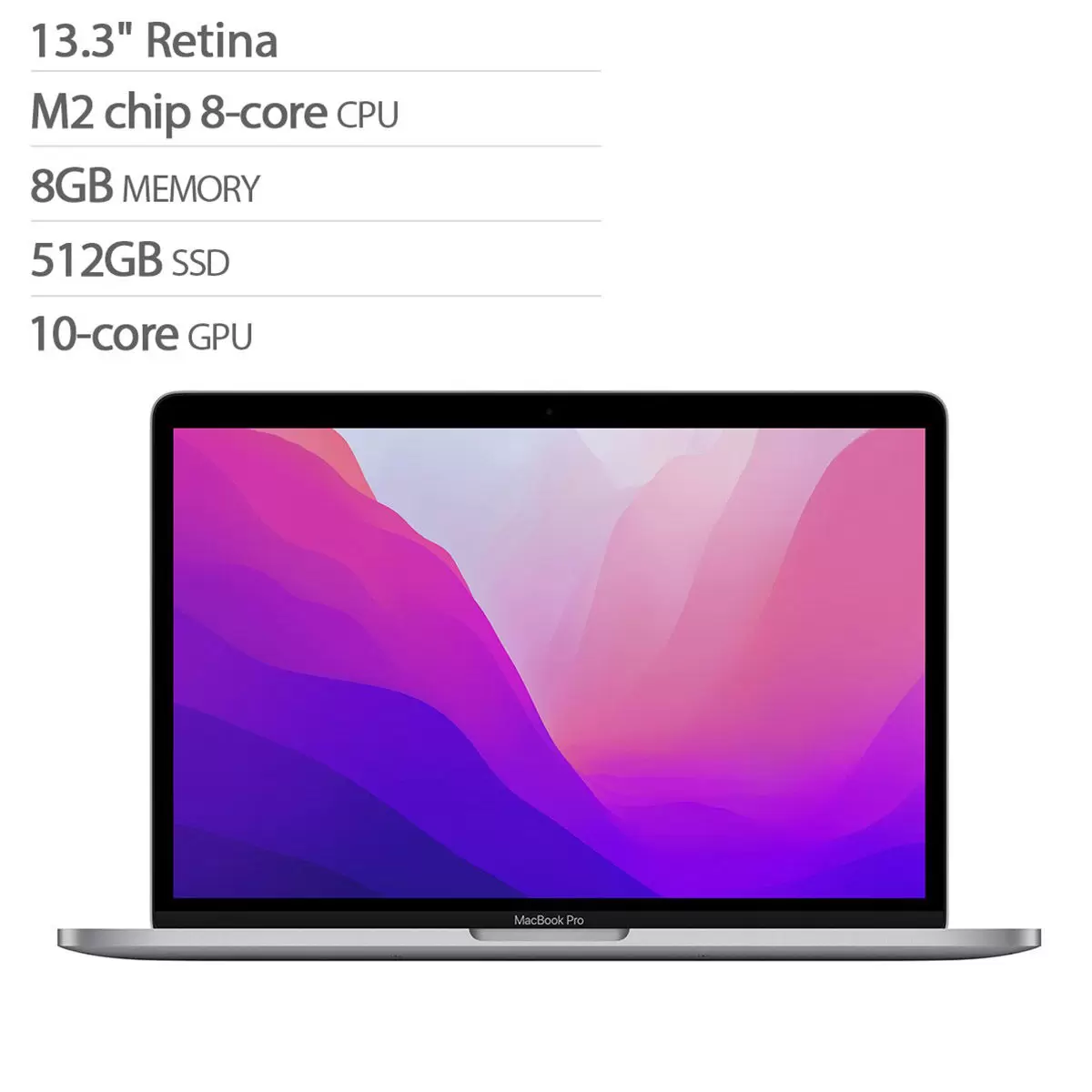 Apple MacBook Pro 13吋 配備 M2晶片 8核心 CPU 10核心 GPU 8GB 512GB SSD