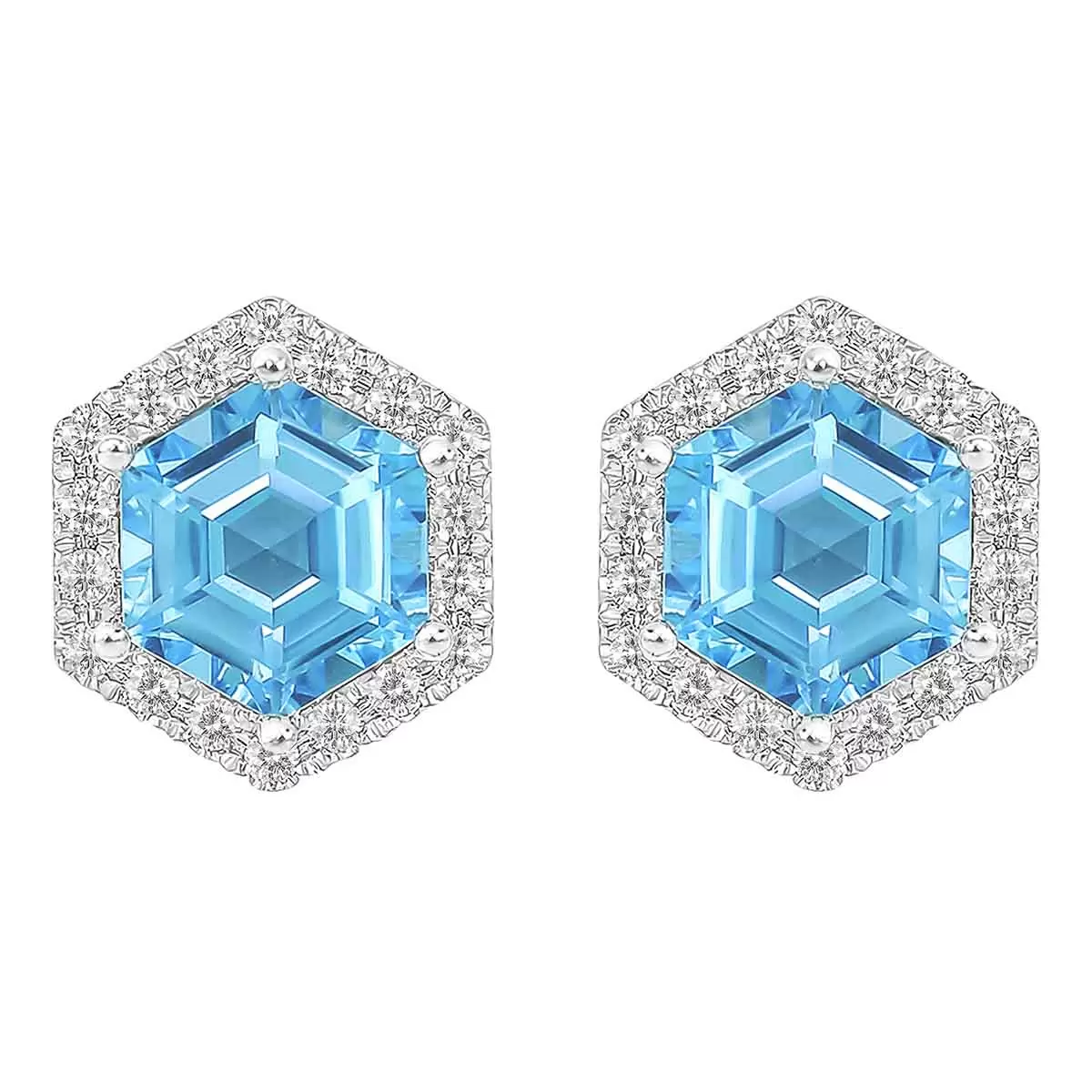 0.20克拉 14K白K金 托帕石鑽石耳環 VS2/I