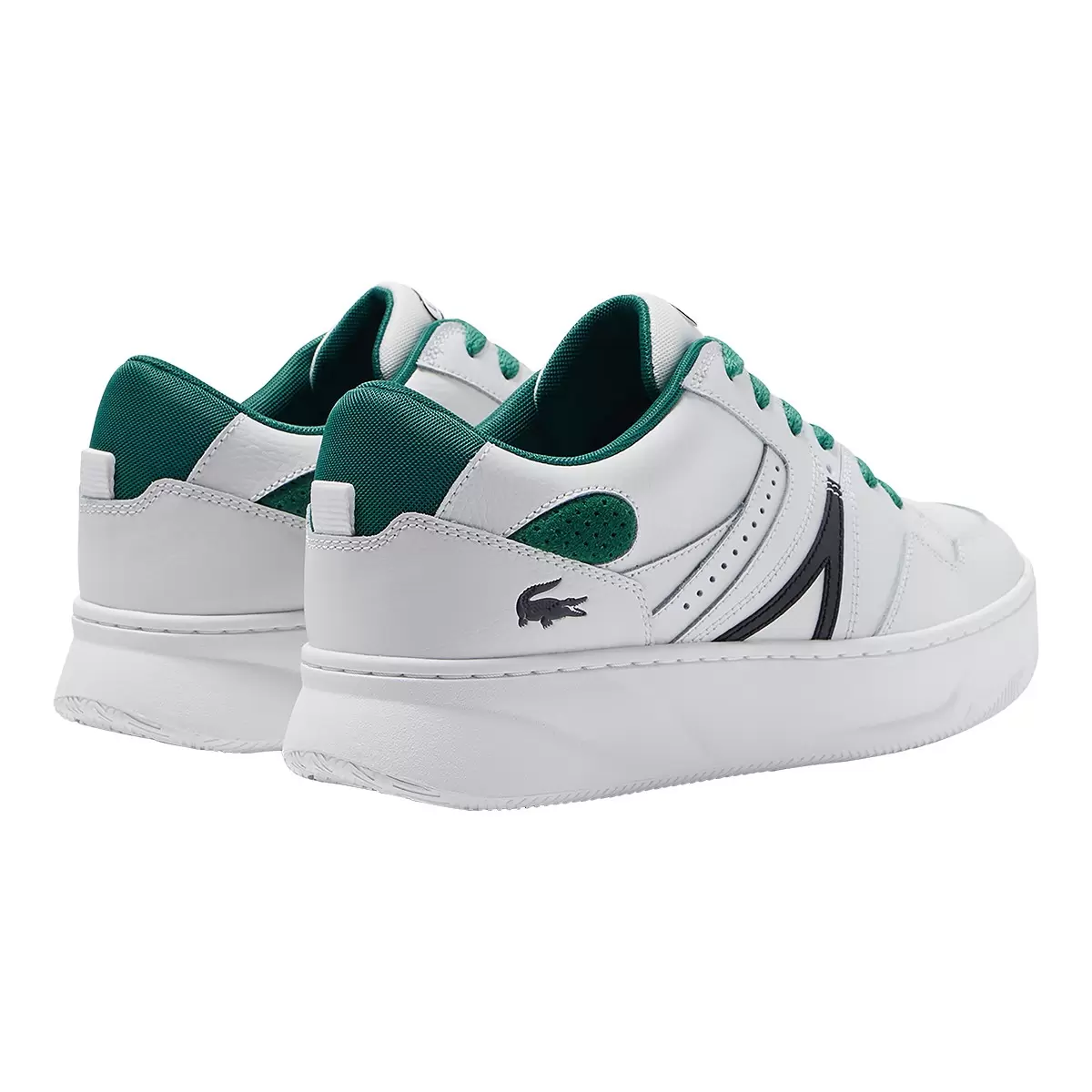 Lacoste 男皮革運動鞋 白綠 UK 9.5