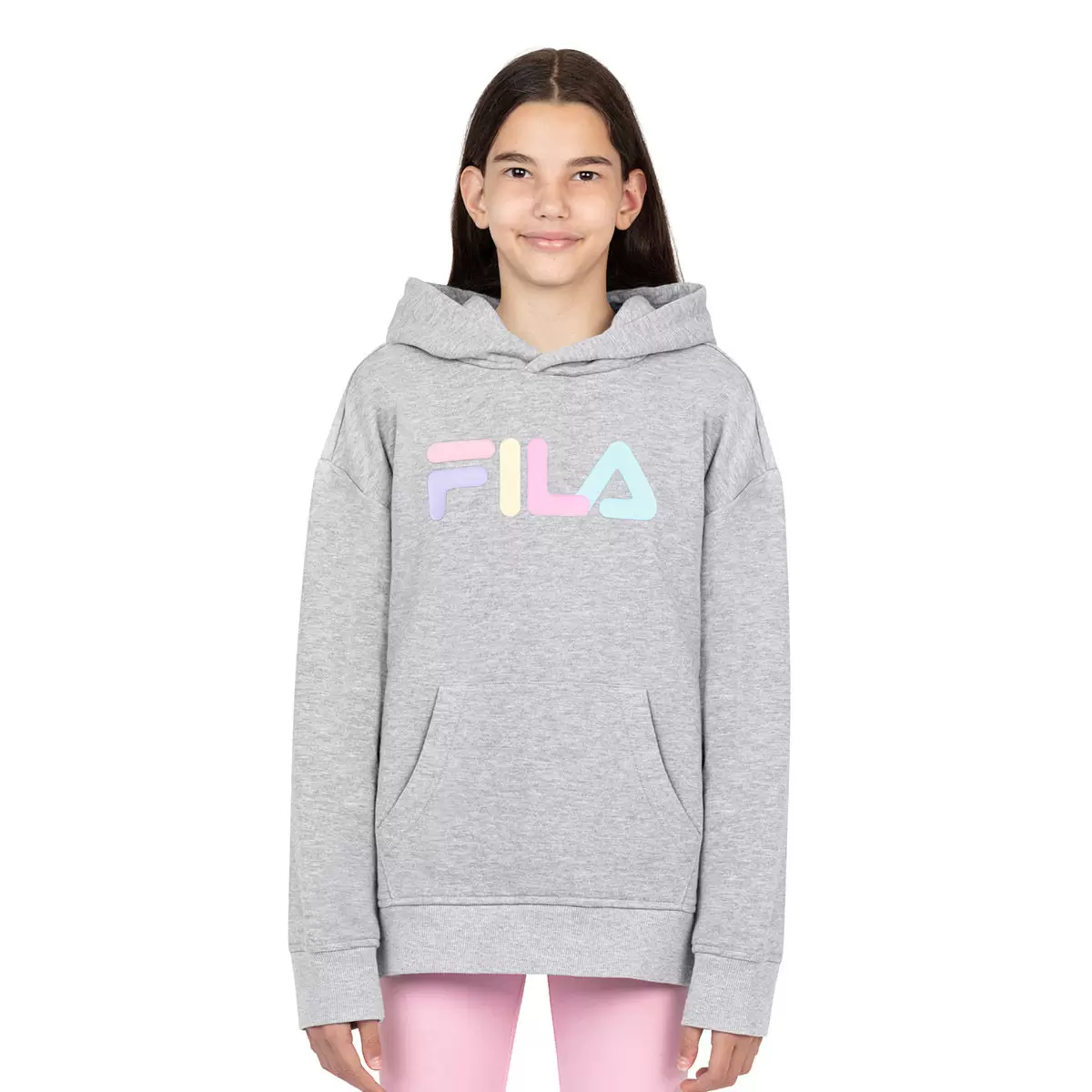 Fila 兒童連帽刷毛上衣 淺灰 XS