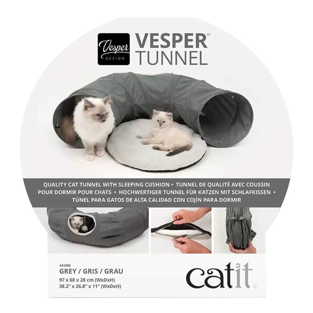 Catit Vesper 寵物遊戲隧道 (含床墊) - 灰