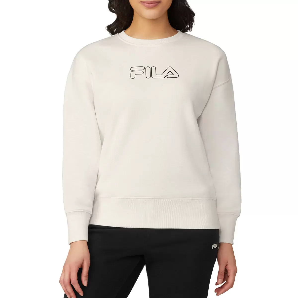 Fila 女Logo圓領長袖上衣 白 XL