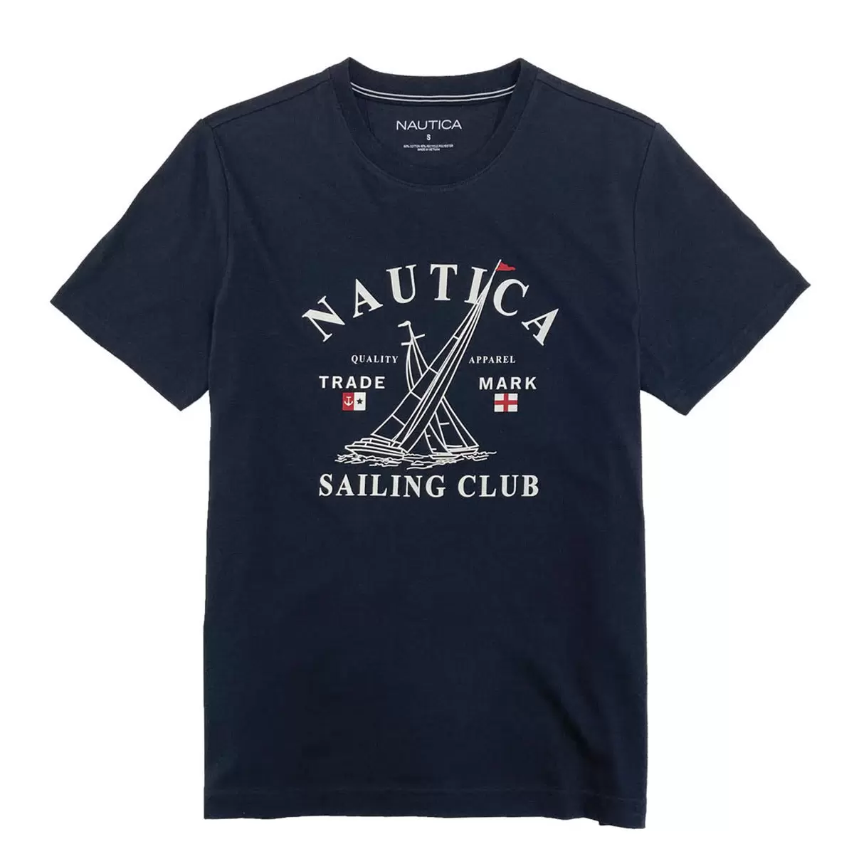 Nautica 男短袖印花上衣 深藍 S