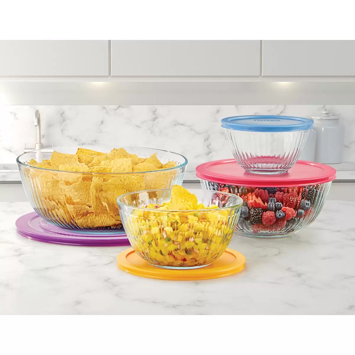 Pyrex 玻璃含蓋調理碗八件組 - 3