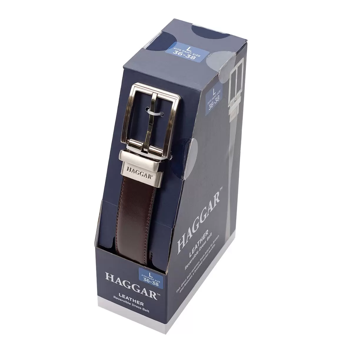 Haggar 男雙面皮帶 棕 XL