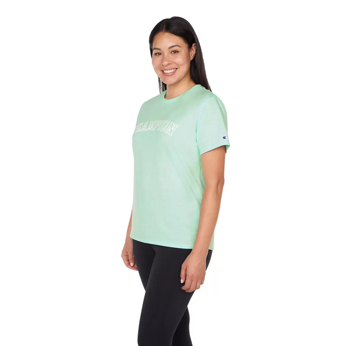 Champion 女Logo寬鬆圓領短袖上衣 綠