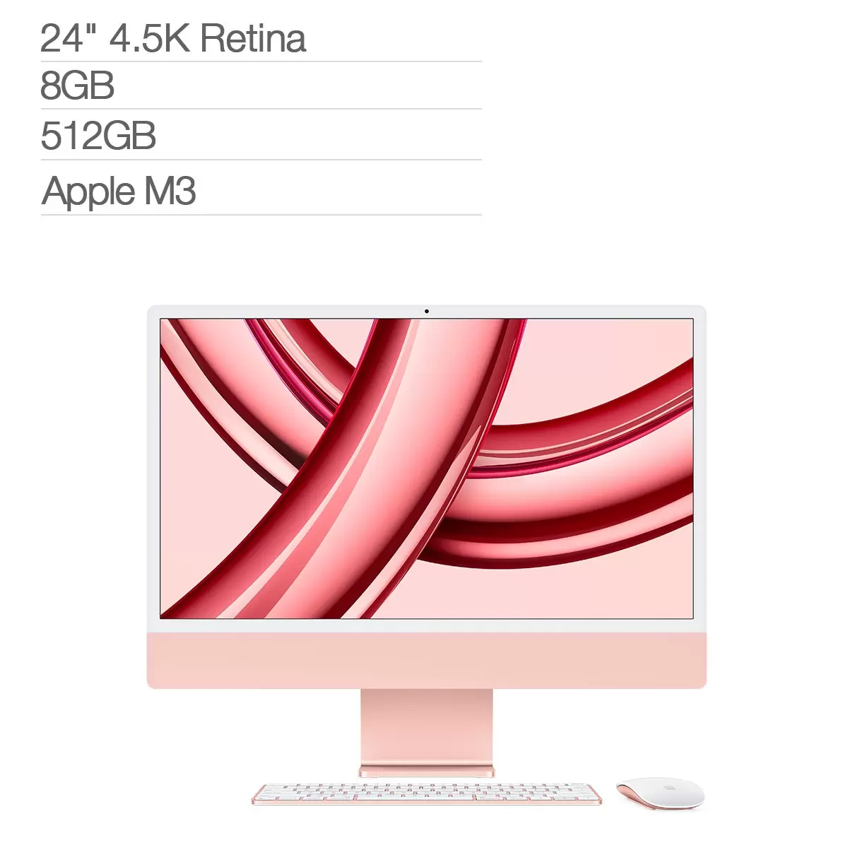 Apple iMac 24吋 搭配 M3 晶片 8 核心 CPU 10 核心 GPU 512GB SSD 粉紅色