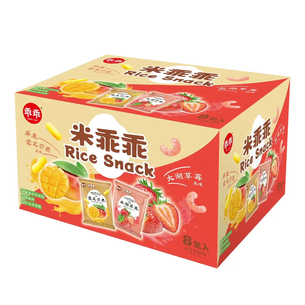 乖乖 米乖乖綜合箱 芒果+草莓風味 65公克 X 8入