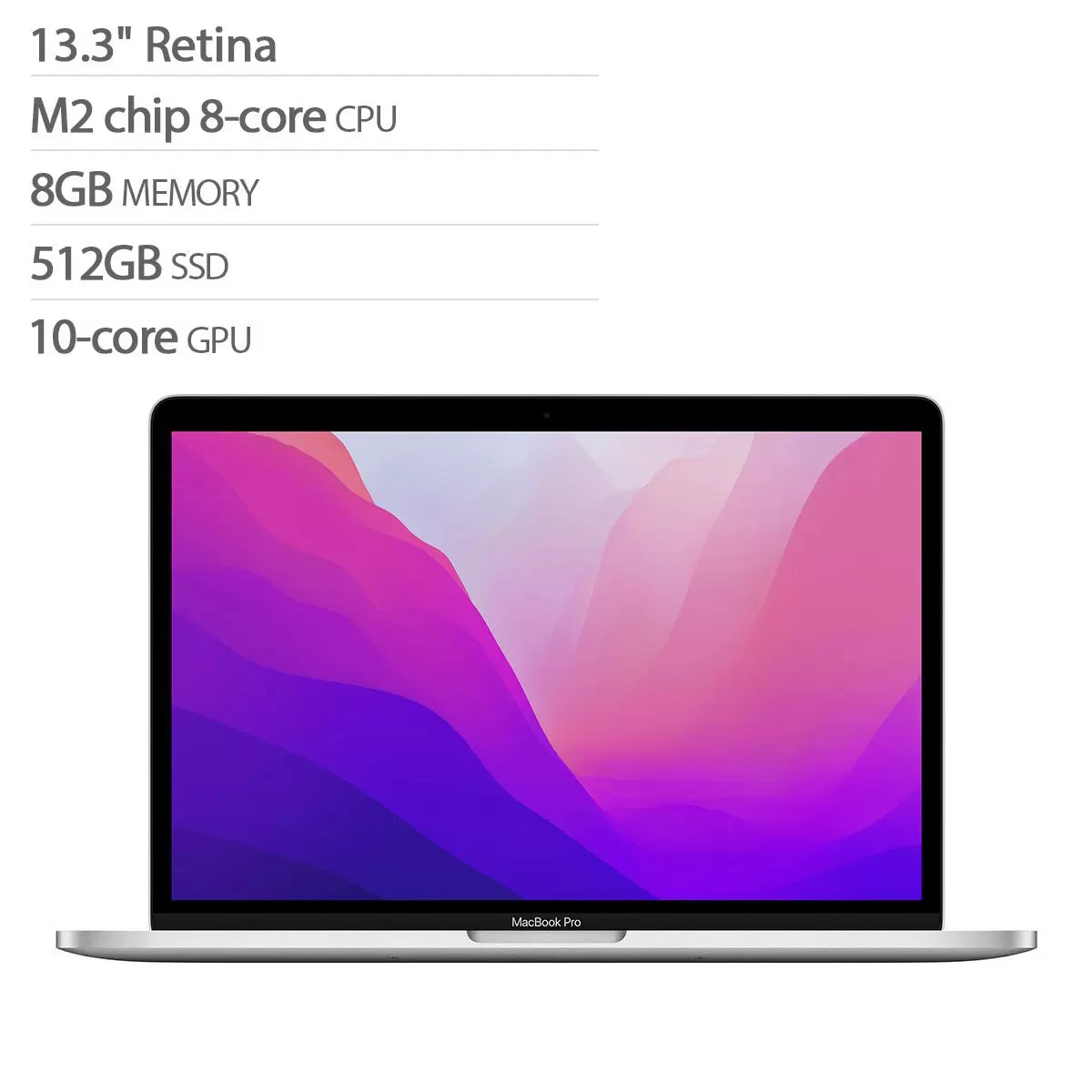 Apple MacBook Pro 13吋 配備 M2晶片 8核心 CPU 10核心 GPU 8GB 512GB SSD 銀色