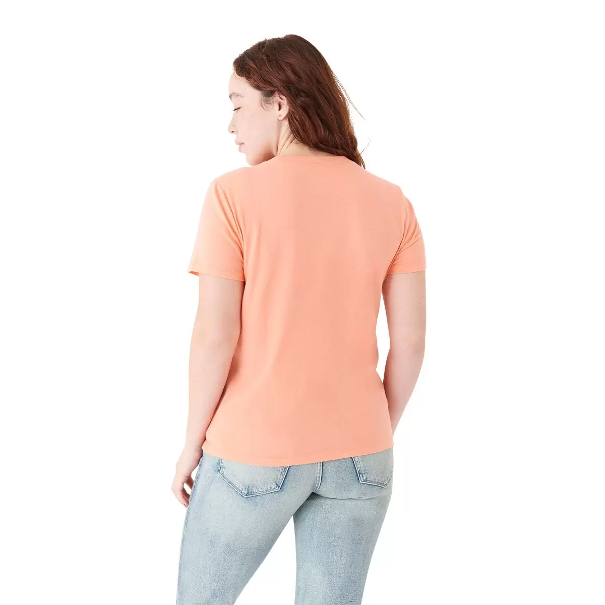 Lucky Brand 女圓領印花短袖上衣 橘 XS