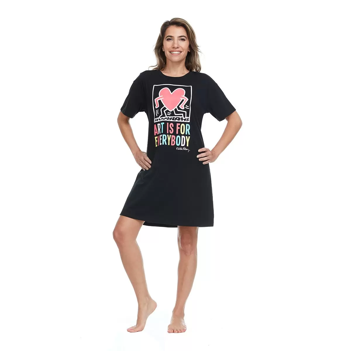 Keith Haring 女短袖Logo上衣 黑 XL