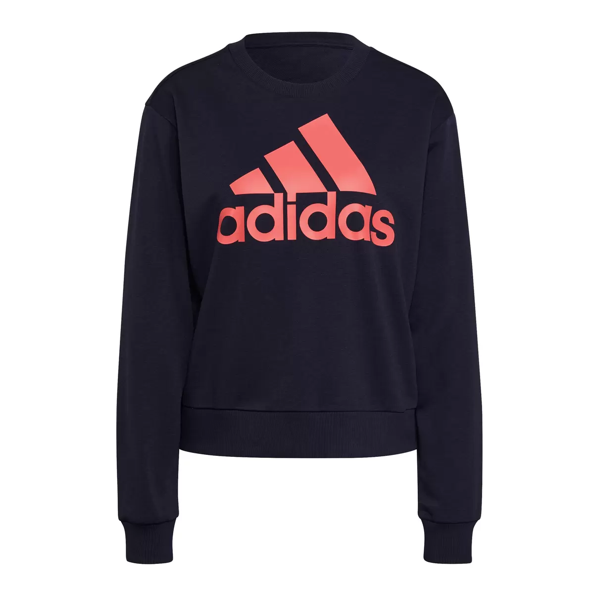 Adidas 女圓領長袖上衣 黑紅 XL