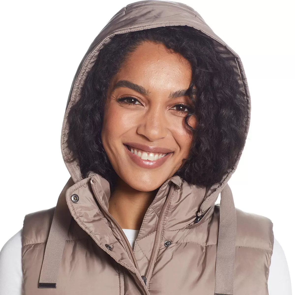 Weatherproof 女長版連帽背心 棕 M