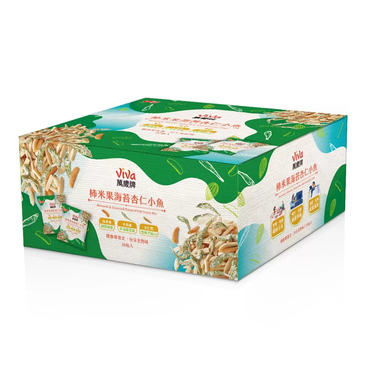 萬歲牌 柿米果海苔杏仁小魚 38公克 X 20入 - 2