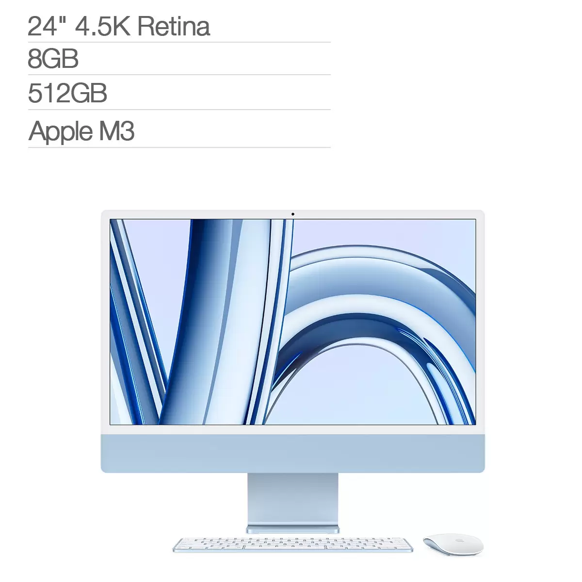 Apple iMac 24吋 搭配 M3 晶片 8 核心 CPU 10 核心 GPU 512GB SSD 藍色