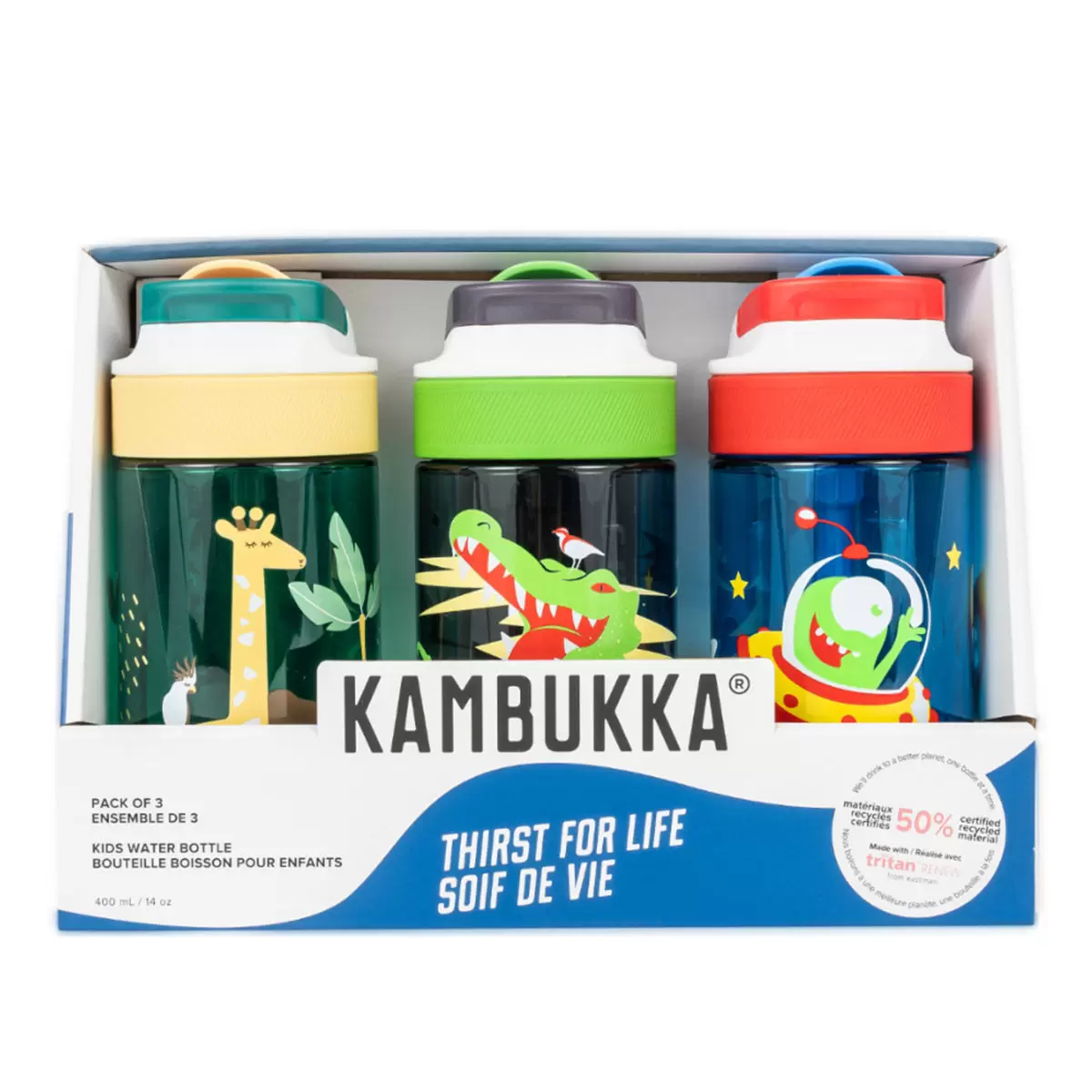 Kambukka 兒童隨身水瓶 400毫升 X 3件組