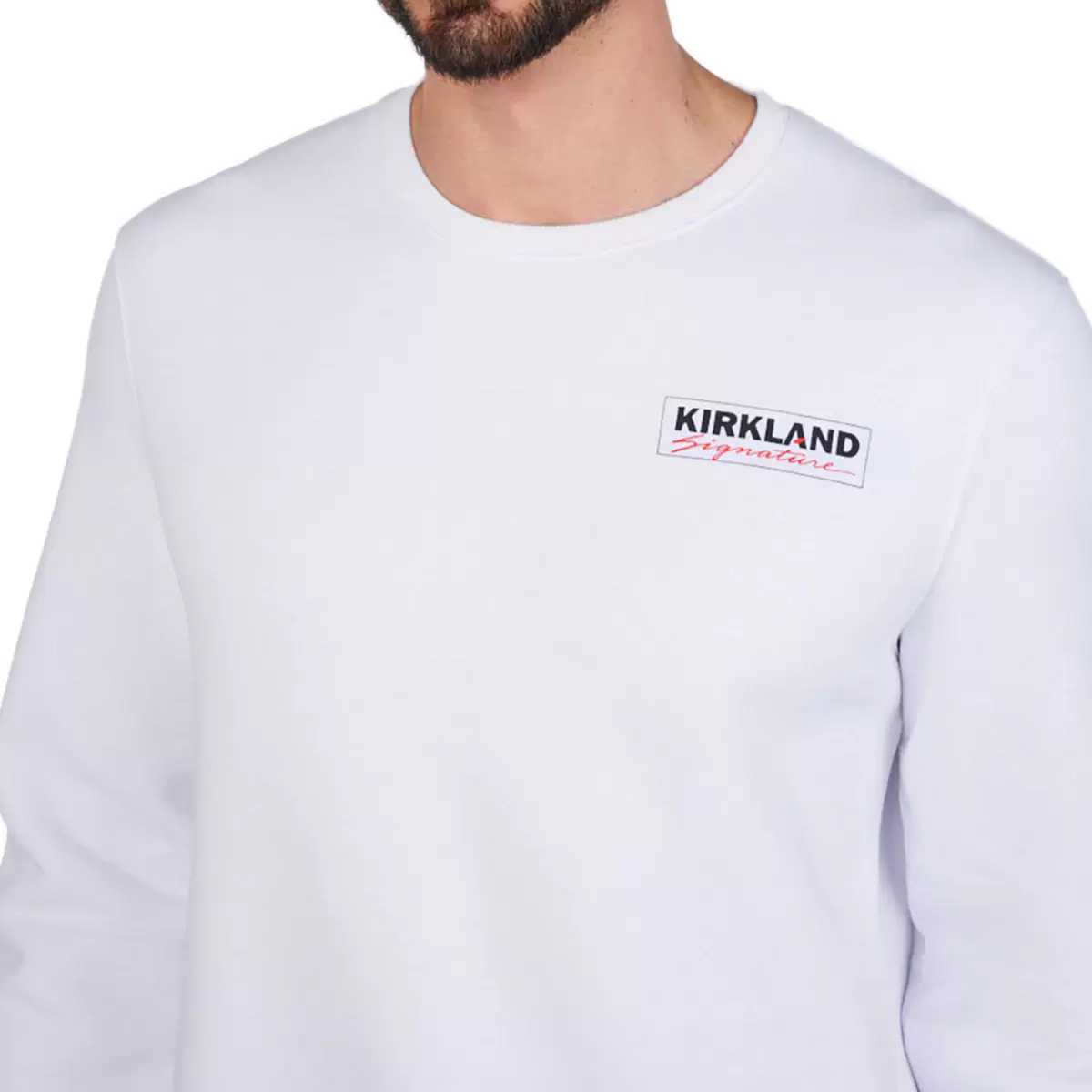 Kirkland Signature 科克蘭 Logo圓領長袖上衣 白 Men's XS = Ladies' S