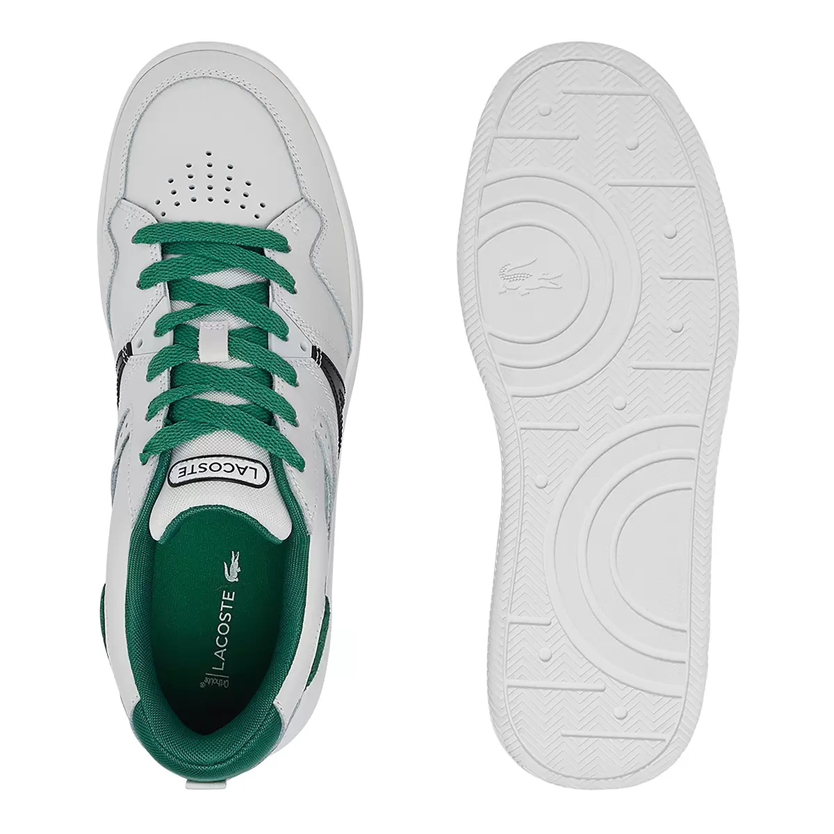 Lacoste 男皮革運動鞋 白綠 UK 8