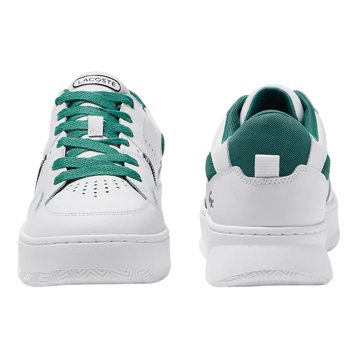 Lacoste 男皮革運動鞋 白綠 UK 9.5