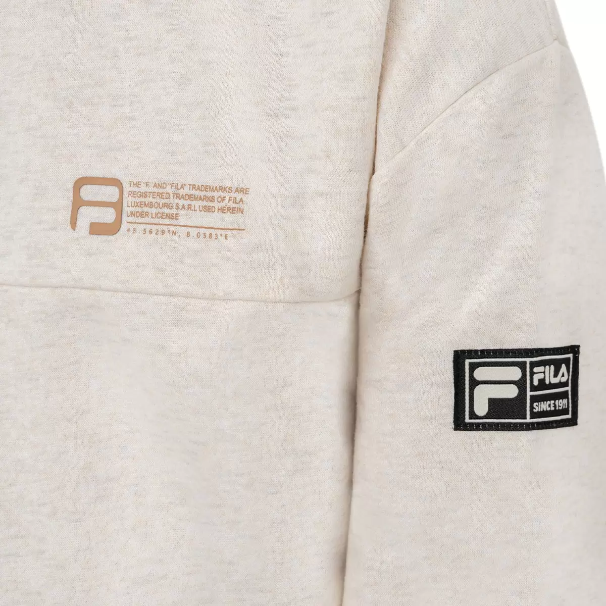 Fila 兒童圓領刷毛長袖上衣 燕麥灰 XS